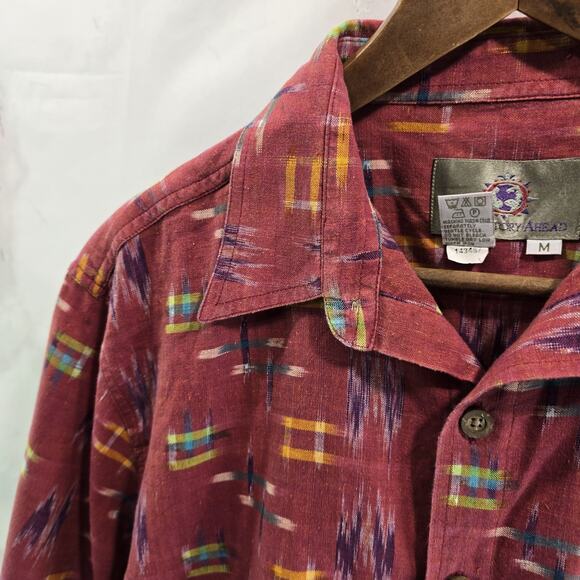 The Territory Ahead Shirt Mens Medium Red Button Up Short Sleeve Retro Vtg - Picture 2 of 11